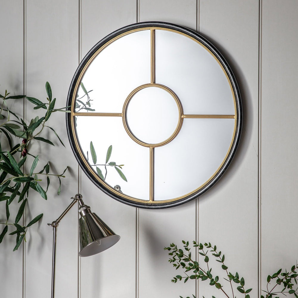 Product photograph of Gallery Interiors Ovesen Mirror Black And Gold Small from Olivia's