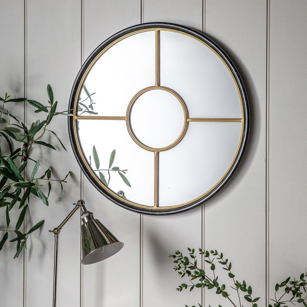 Product photograph of Gallery Interiors Ovesen Mirror Black And Gold Large from Olivia's.