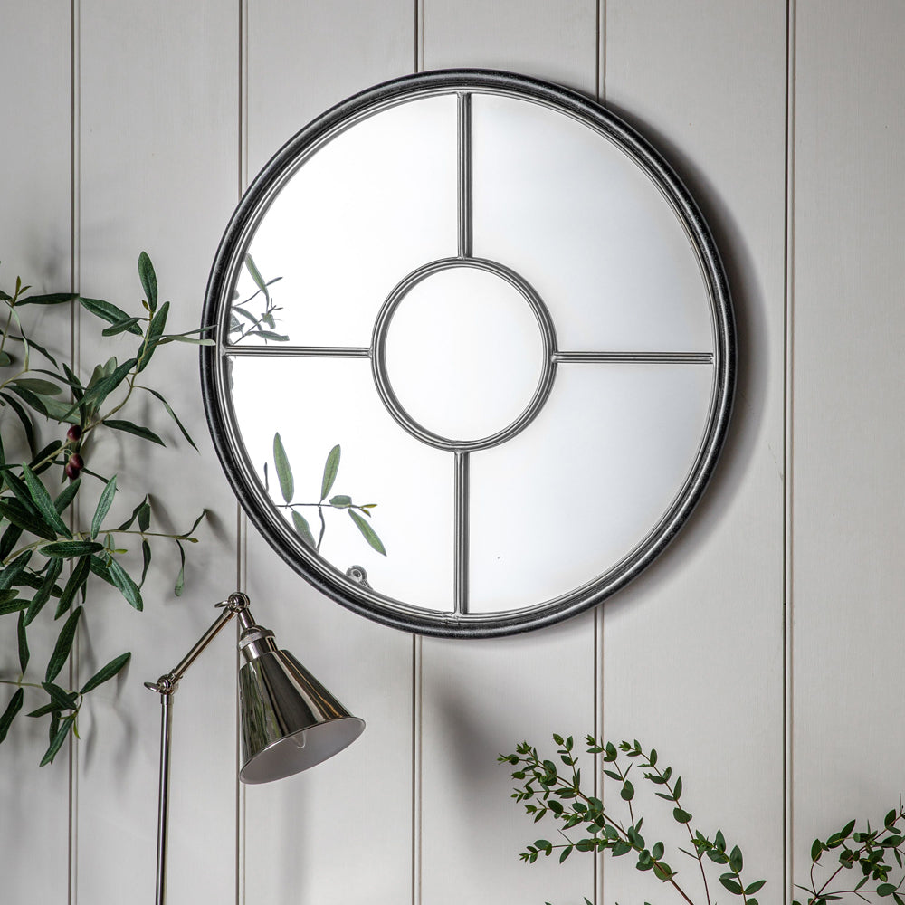 Gallery Interiors Ovesen Mirror Black And Silver Small