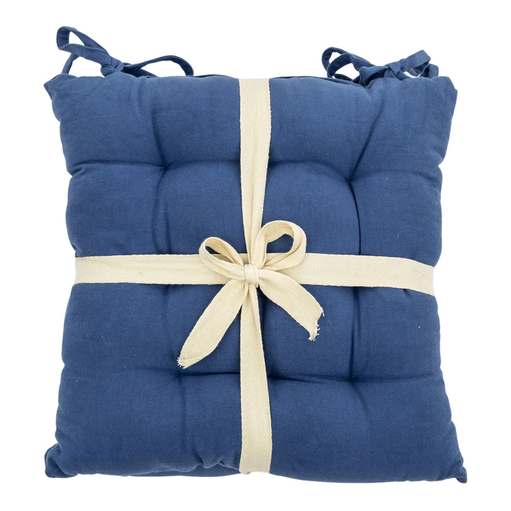 Product photograph of Gallery Interiors Pitter Plain Cotton Seatpad Blue from Olivia's