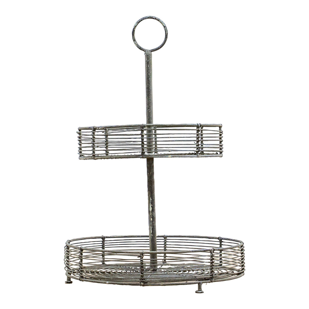 Gallery Interiors Rees Wire Cake Stand Antique Grey Small