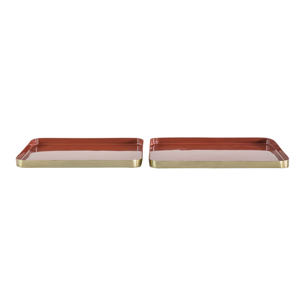 Product photograph of Gallery Interiors Set Of 2 Sanderson Trays Burnt Orange from Olivia's