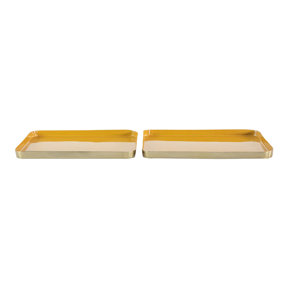 Product photograph of Gallery Interiors Set Of 2 Sanderson Trays Ochre Gold from Olivia's