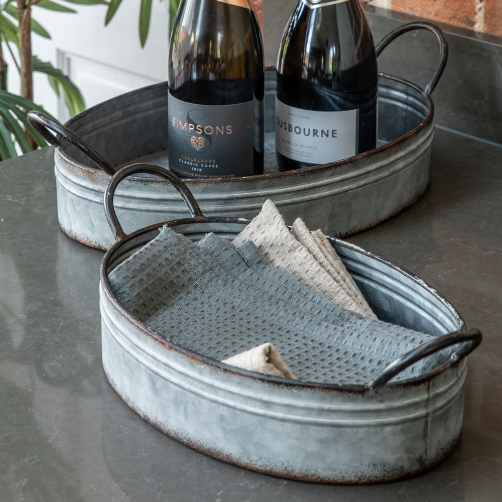 Product photograph of Gallery Interiors Set Of 2 Sauvage Galvanised Tray Grey from Olivia's