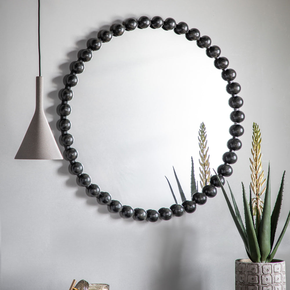 Product photograph of Gallery Interiors Selena Round Wall Mirror Black from Olivia's