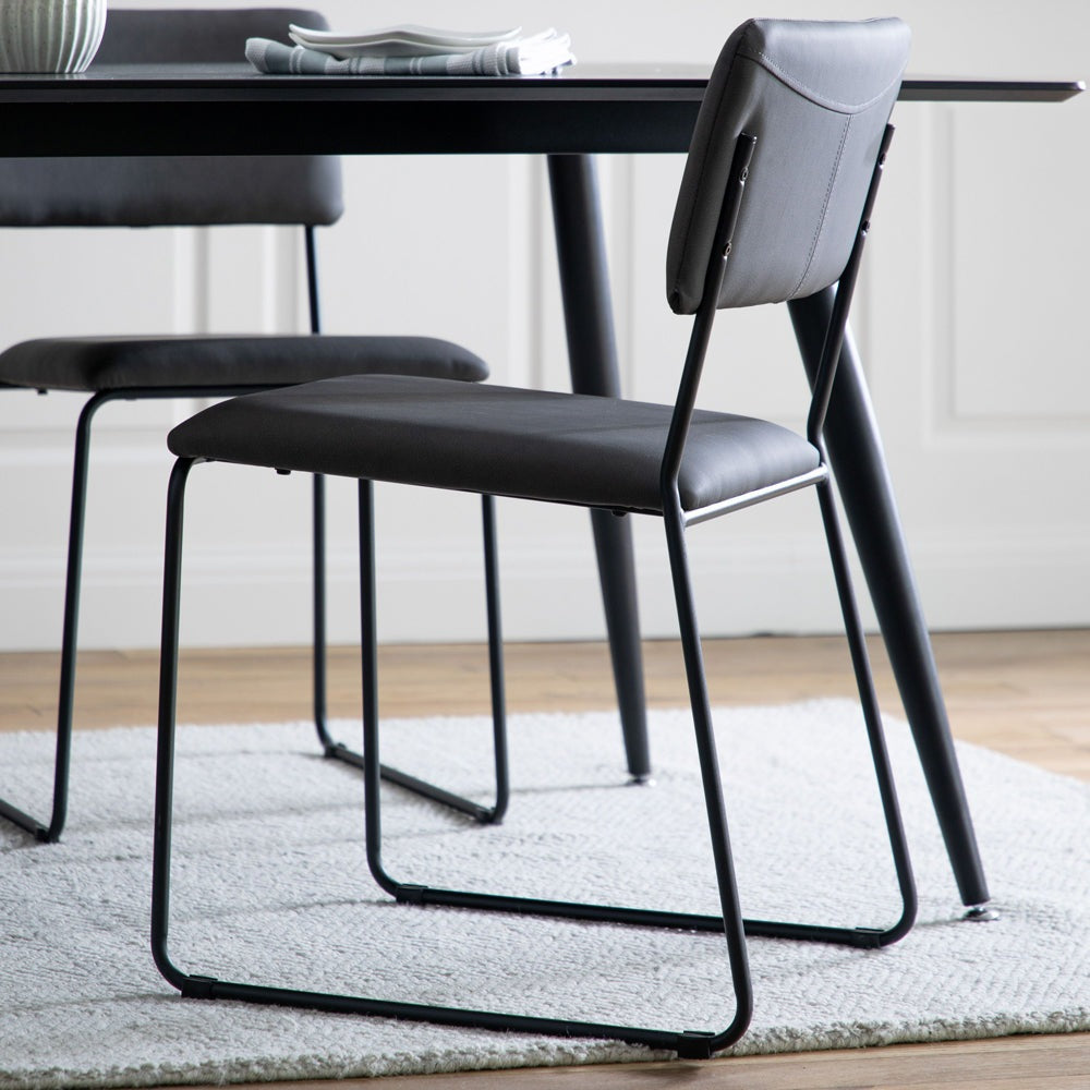 Product photograph of Gallery Interiors Set Of 2 Turchi Dining Chairs In Charcoal from Olivia's