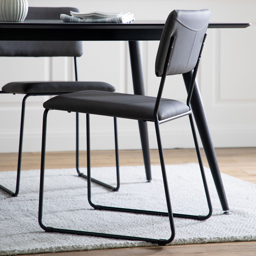 Product photograph of Gallery Interiors Set Of 2 Turchi Dining Chairs In Slate Grey from Olivia's.