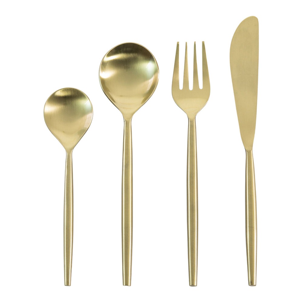 Product photograph of Gallery Interiors Vanya Cutlery Set Gold Set Of 16 from Olivia's