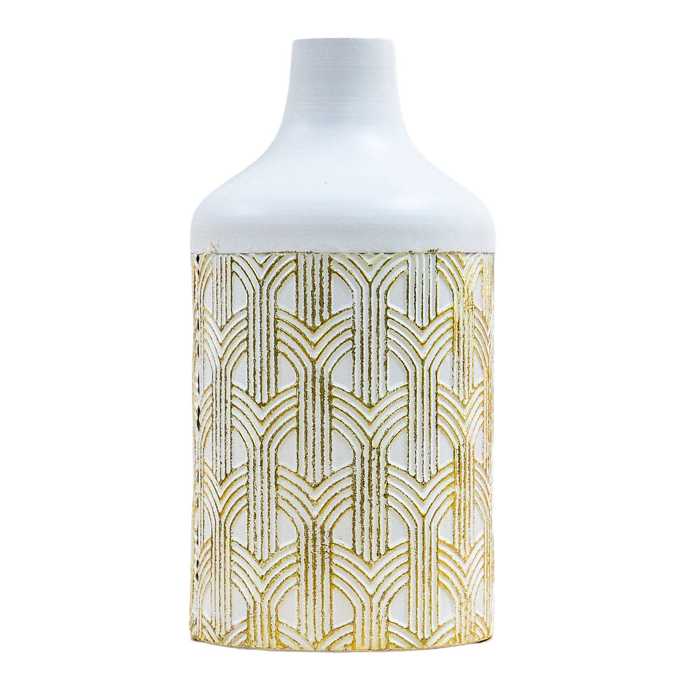 Product photograph of Gallery Interiors Vari Vase Metal Natural White Large from Olivia's