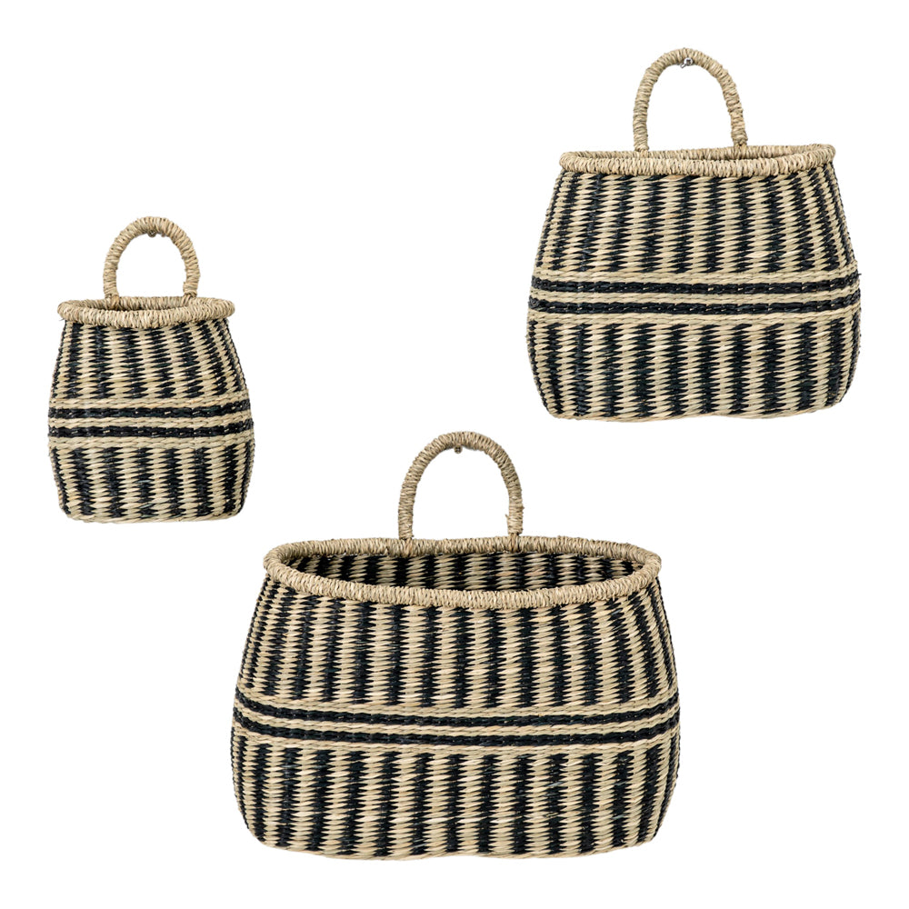 Product photograph of Gallery Interiors Set Of 3 Vito Wall Basket Set Black And Natural from Olivia's