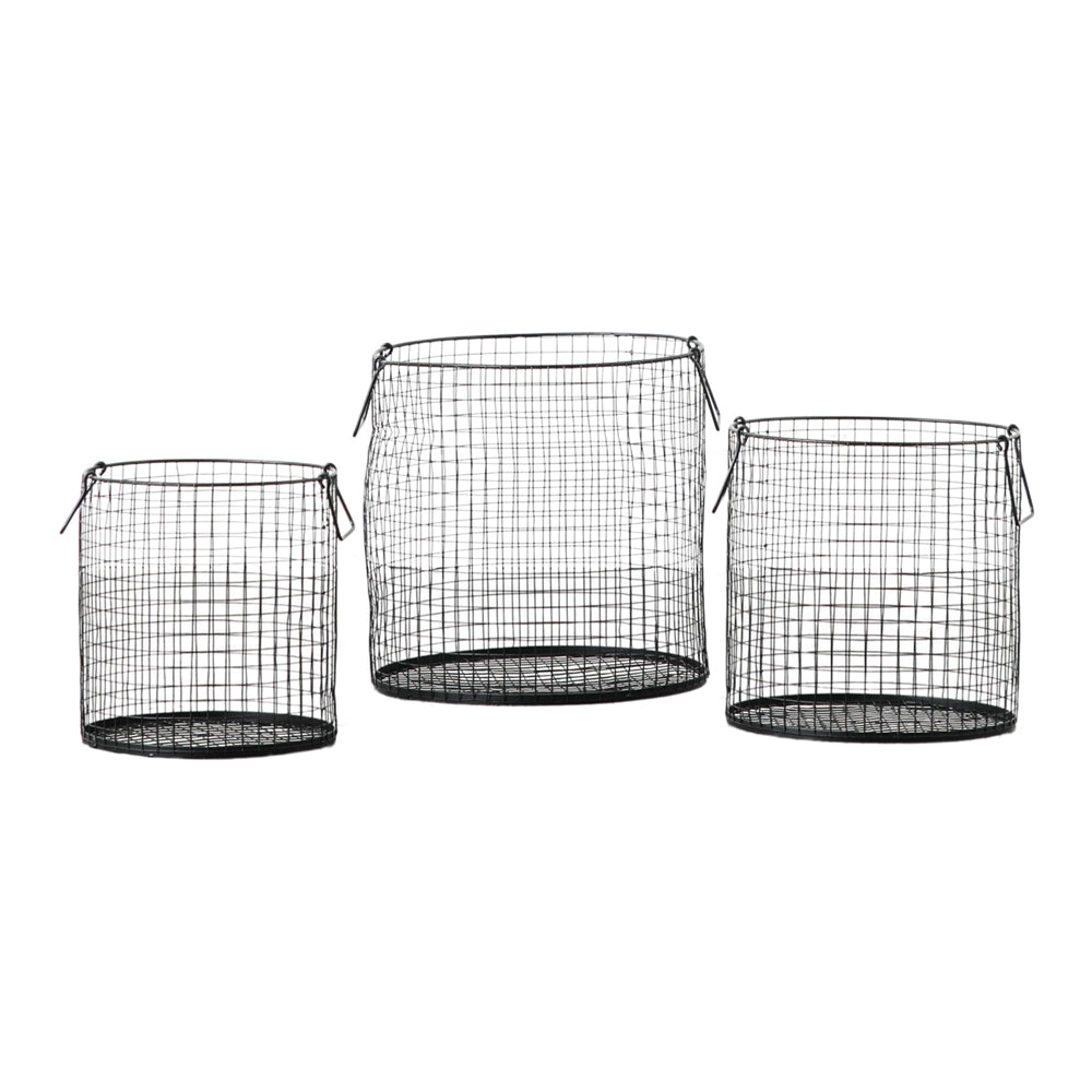 Product photograph of Gallery Interiors Set Of 3 Walker Wire Baskets Black from Olivia's