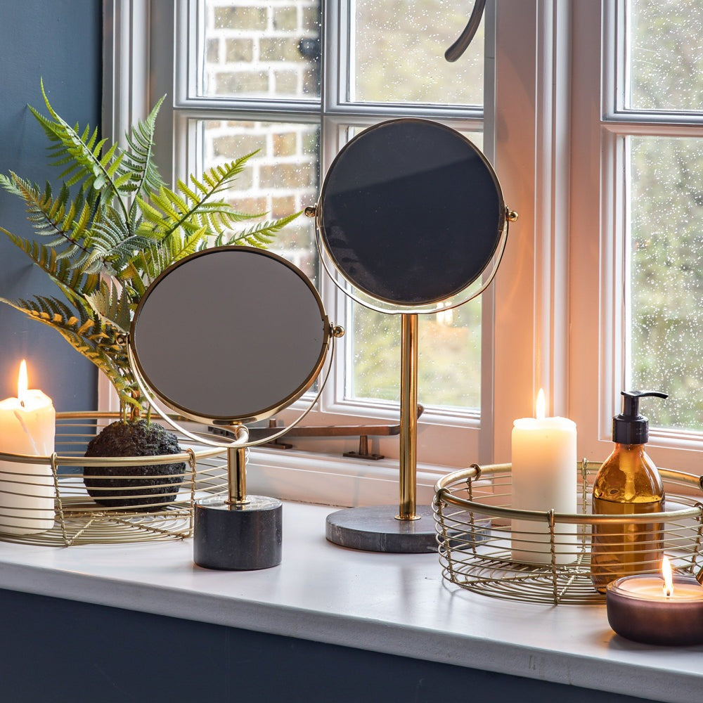 Product photograph of Gallery Interiors Zini Vanity Mirror In Black And Gold from Olivia's.