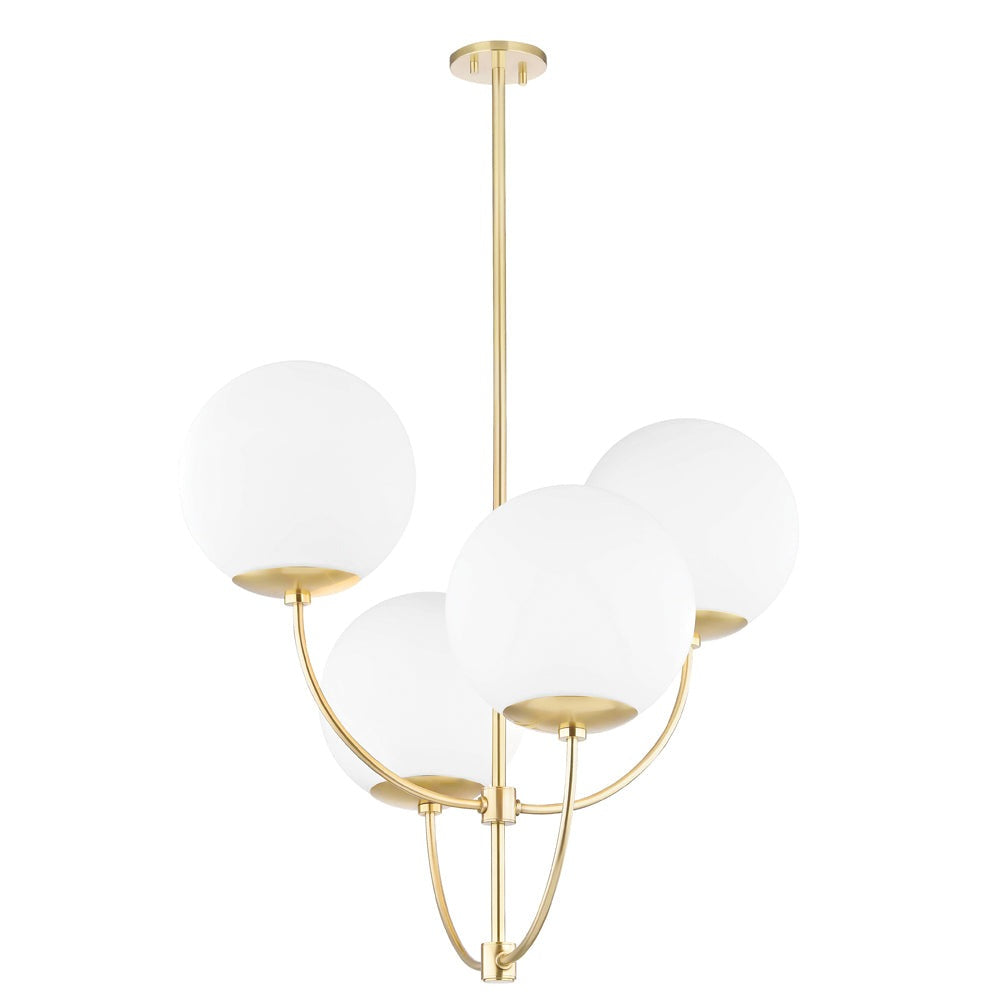 Product photograph of Hudson Valley Lighting Carrie 4 Light Chandelier In Aged Brass from Olivia's
