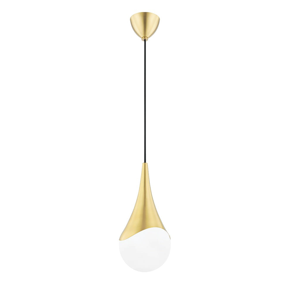 Product photograph of Hudson Valley Lighting Ariana 1 Light Small Pendant In Aged Brass from Olivia's