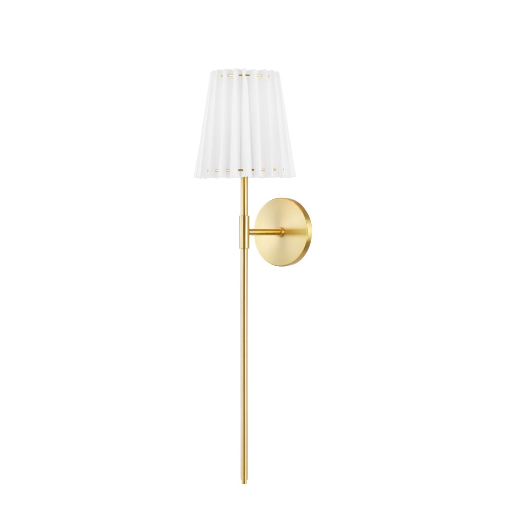 Product photograph of Hudson Valley Lighting Demi 1 Light Tall Wall Sconce In Aged Brass from Olivia's