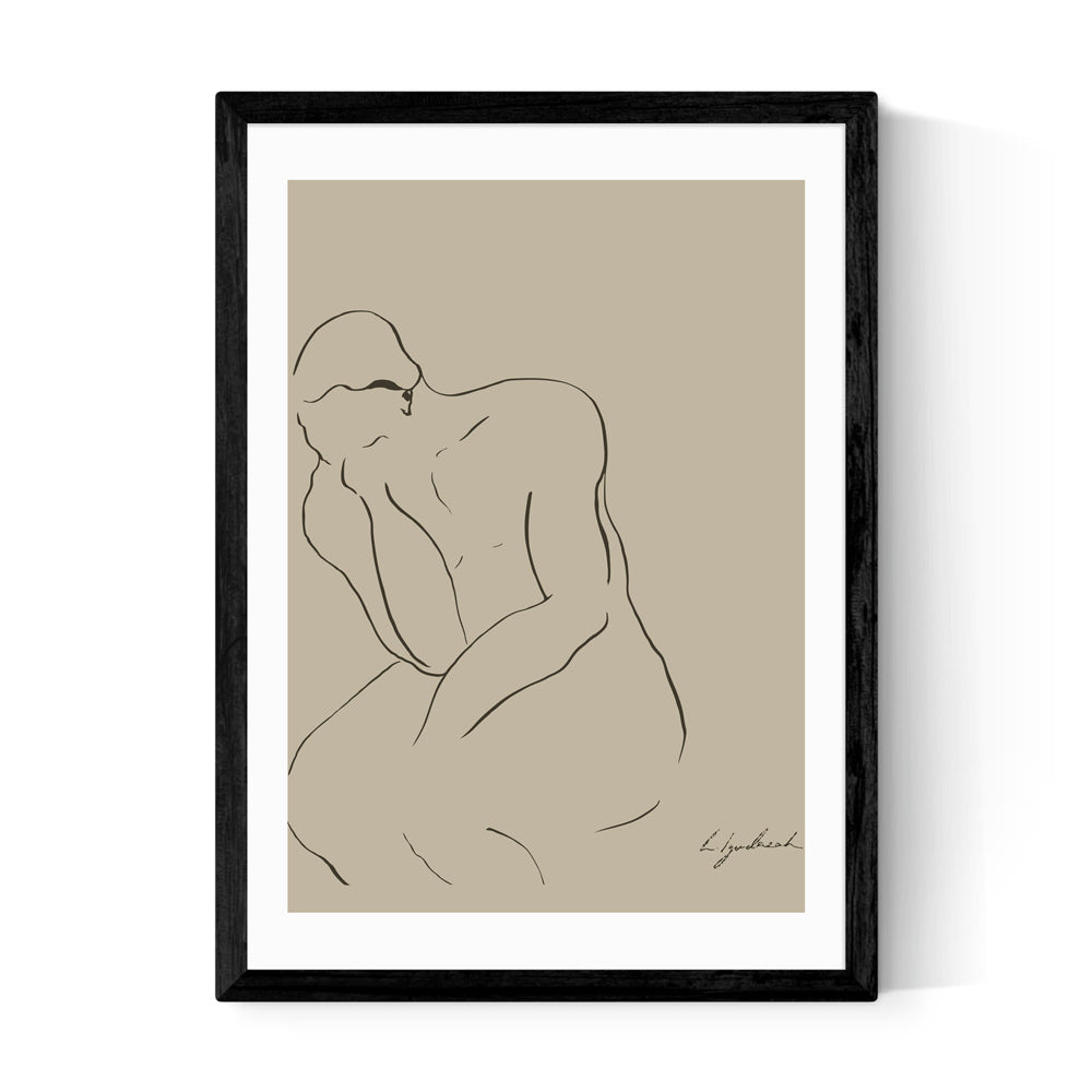 Product photograph of Thinking Man By Hali Igwelaezoh - A2 Black Framed Art Print from Olivia's