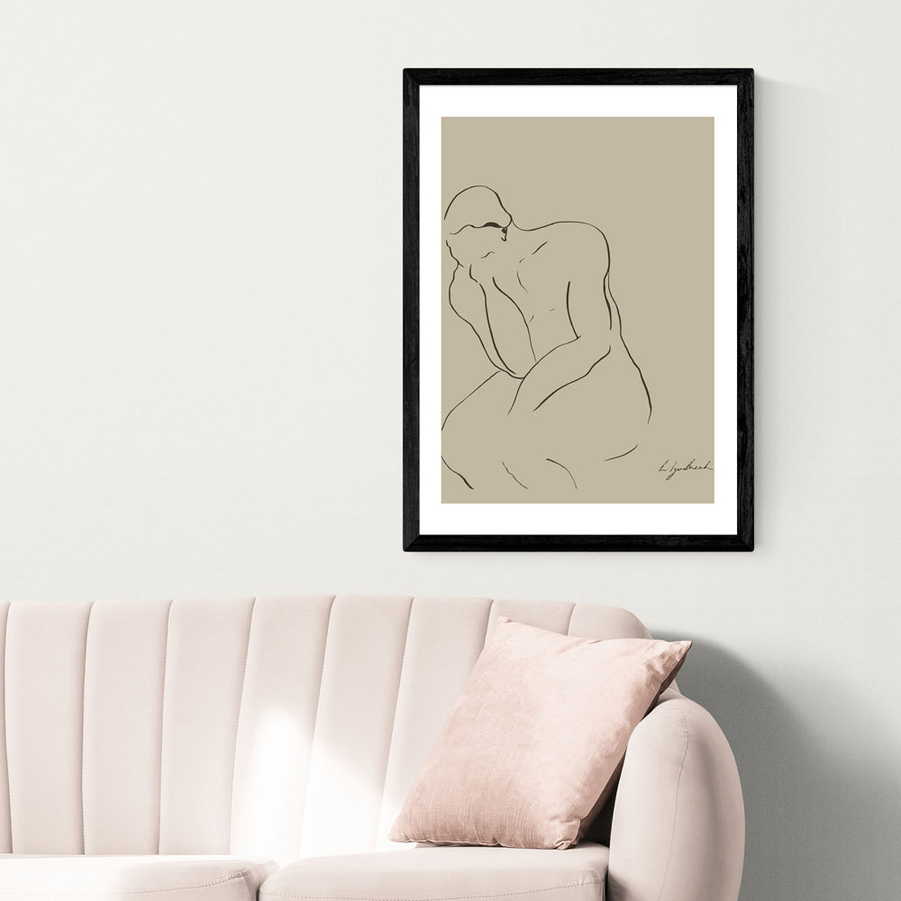 Product photograph of Thinking Man By Hali Igwelaezoh - A2 Black Framed Art Print from Olivia's.