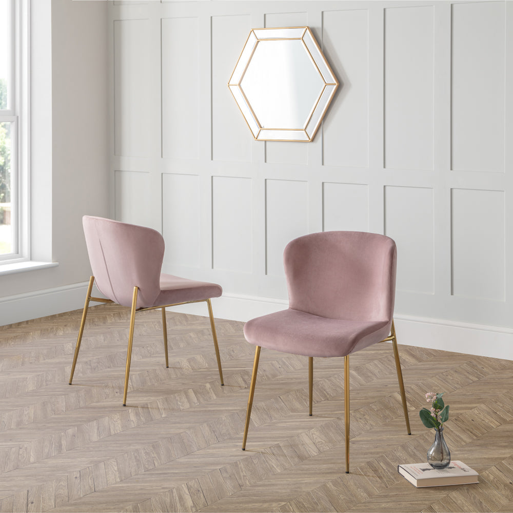 Product photograph of Olivia S Set Of 2 Harris Dining Chairs In Dusky Pink from Olivia's