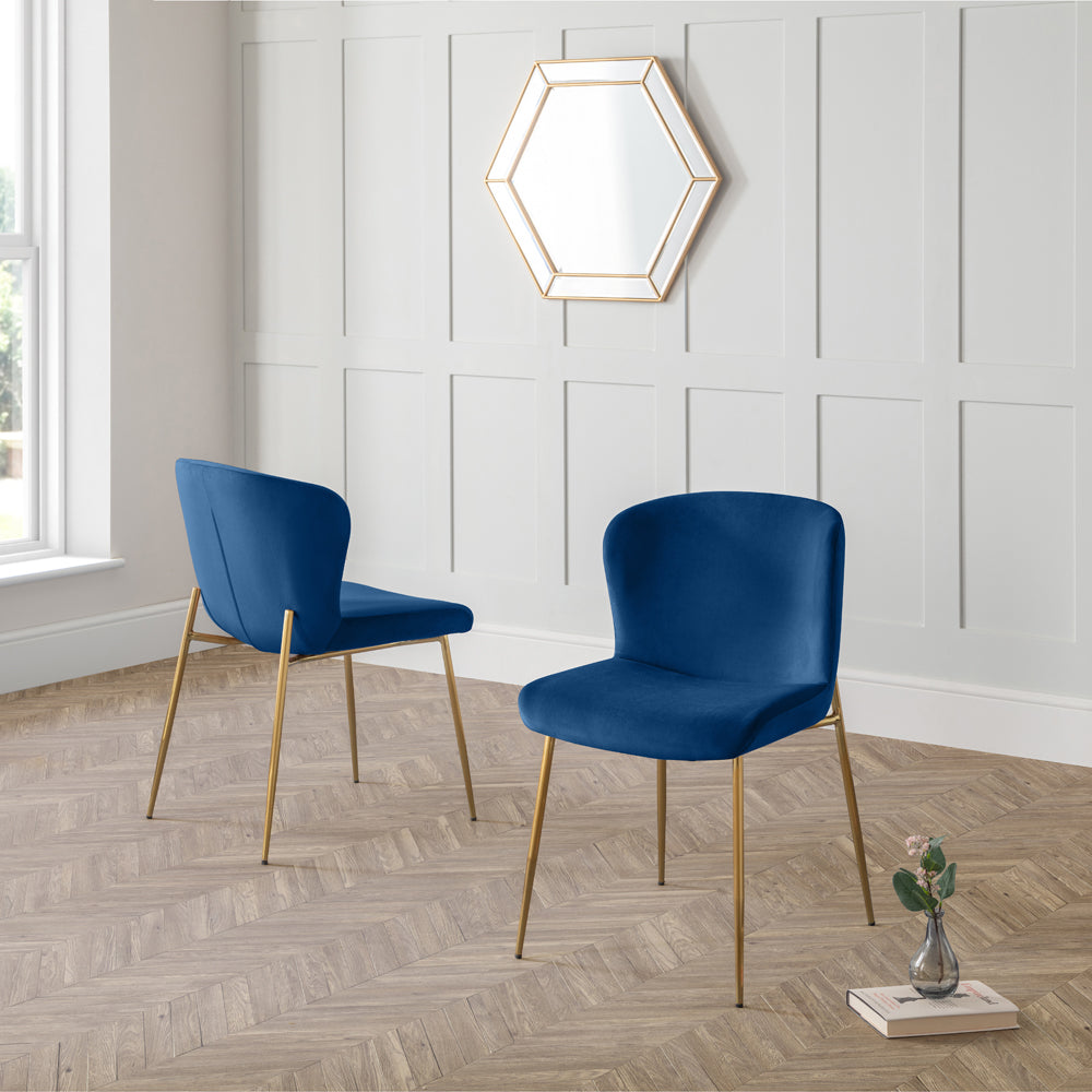 Product photograph of Olivia S Set Of 2 Harris Dining Chairs In Blue from Olivia's