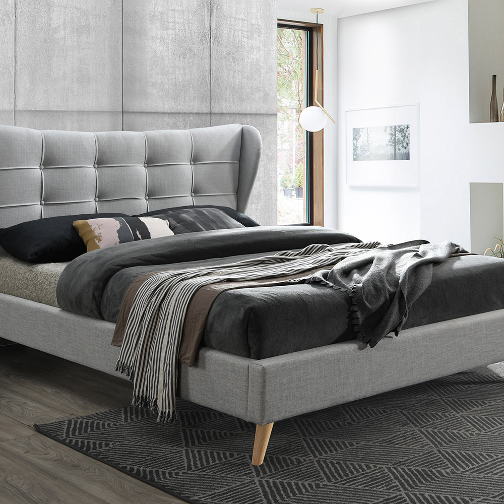 Olivias Hudson Fabric Bed In Dove Grey Single