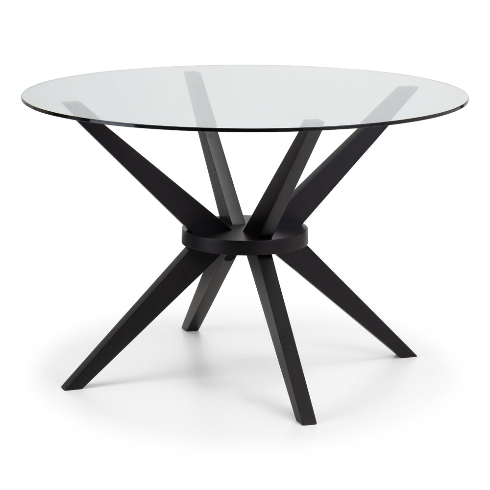 Olivias Chester Round Glass Dining Table In Black