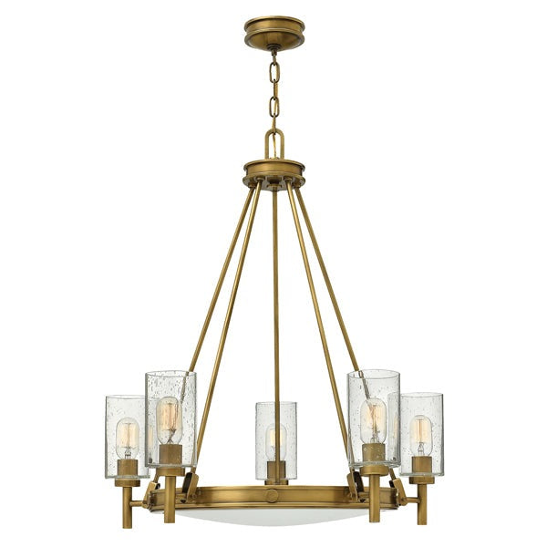 Product photograph of Elstead Collier 5 Light Chandelier Heritage Brass from Olivia's