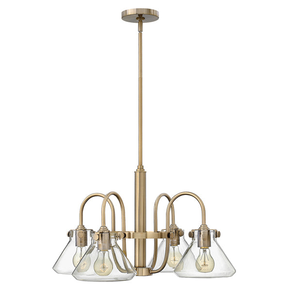 Product photograph of Elstead Congress 4 Light Chandelier Brushed Caramel Triangular Shade from Olivia's