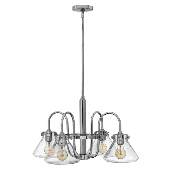 Product photograph of Elstead Congress 4 Light Chandelier Chrome Triangular Shade from Olivia's