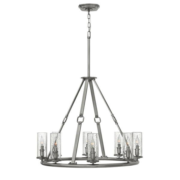 Product photograph of Elstead Dakota 8 Light Chandelier Polished Antique Nickel from Olivia's