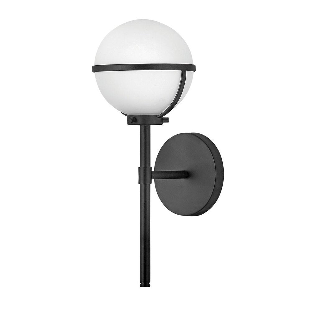 Hinkley Hollis 1 Light Wall Light In Black Opal Glass