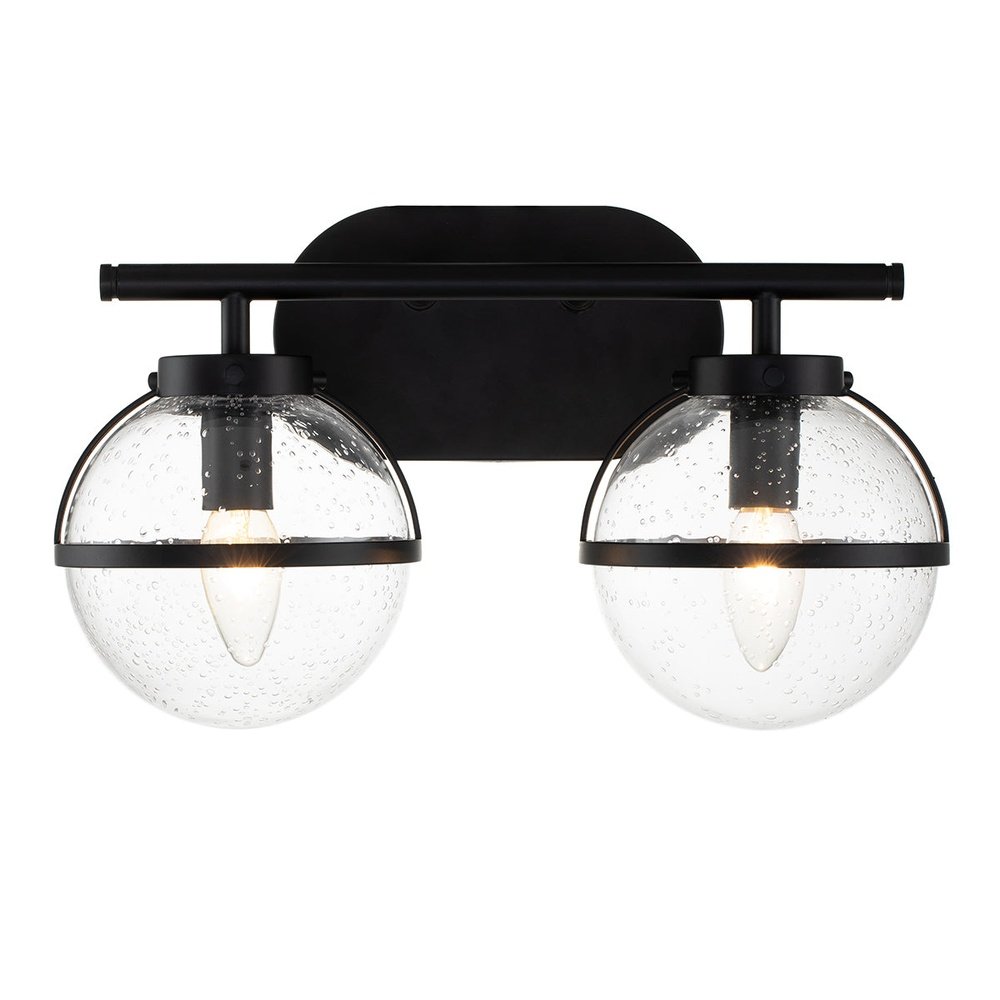 Hinkley Hollis 2 Light Wall Light In Black Clear Glass