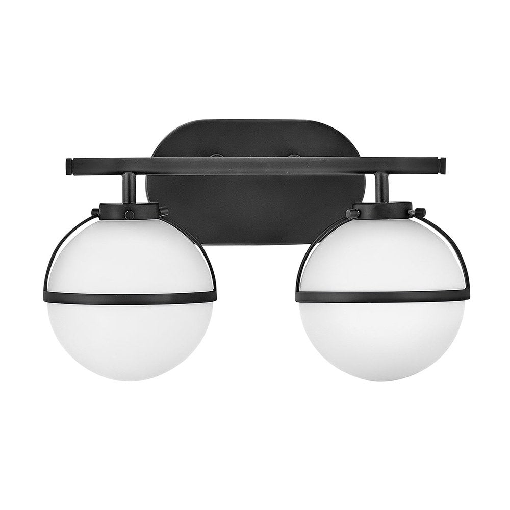 Product photograph of Hinkley Hollis 2 Light Wall Light In Black Opal Glass from Olivia's