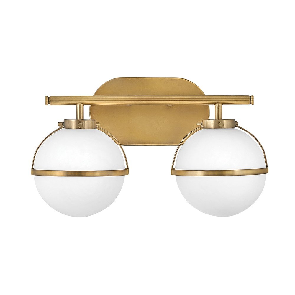 Product photograph of Hinkley Hollis 2 Light Wall Light In Brass Clear Glass from Olivia's