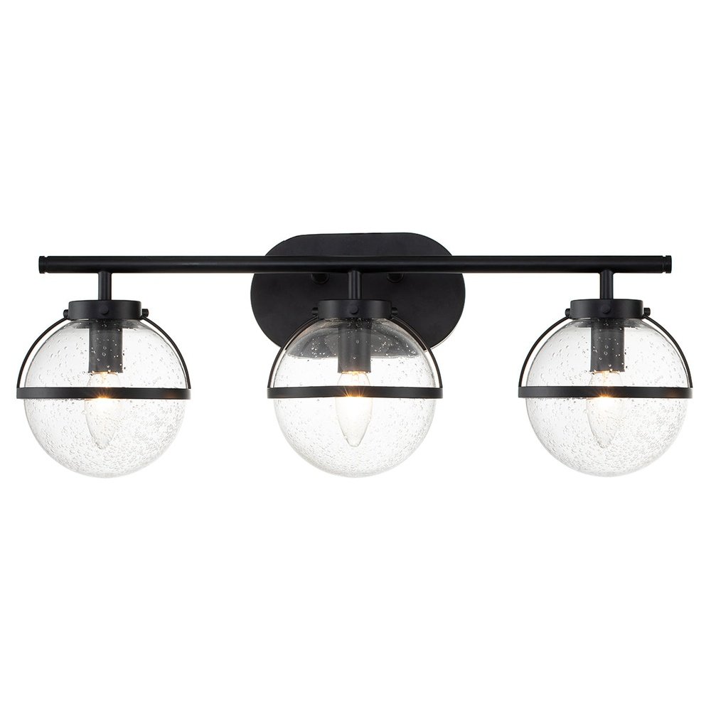 Product photograph of Hinkley Hollis 3 Light Wall Light In Black Clear Glass from Olivia's