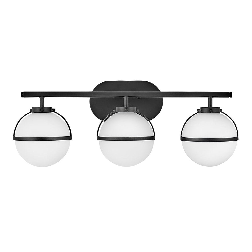 Hinkley Hollis 3 Light Wall Light In Black Opal Glass