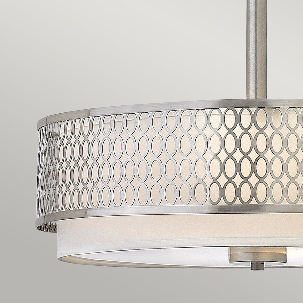 Product photograph of Hinkley Jules 3 Light Pendant Semi-flush Light In Brushed Nickel from Olivia's.