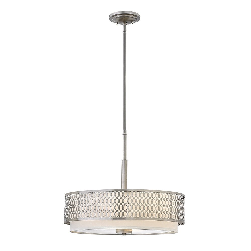 Product photograph of Hinkley Jules 3 Light Pendant Semi-flush Light In Brushed Nickel from Olivia's