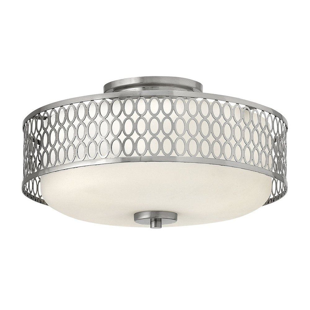 Product photograph of Hinkley Jules 3 Light Flush Mount Light In Brushed Nickel from Olivia's