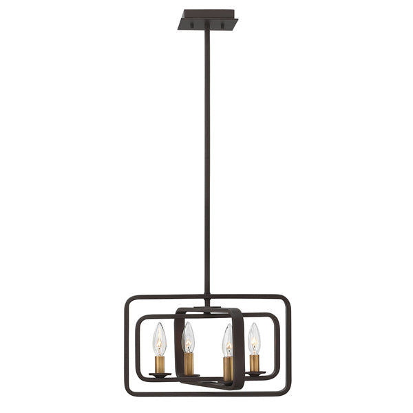 Elstead Quentin 4 Light Pendant Buckeye Bronze Style A