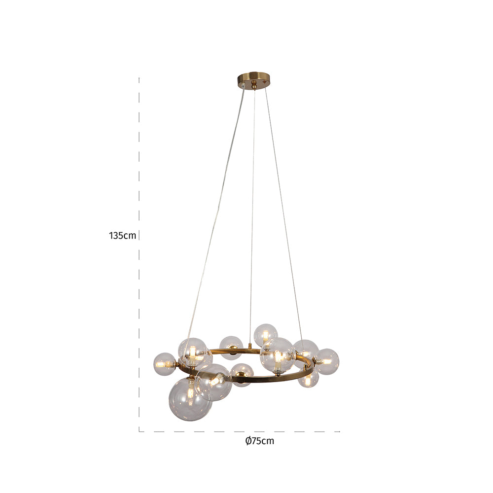 Product photograph of Richmond Yosie Hanging Lamp In Brushed Gold from Olivia's.