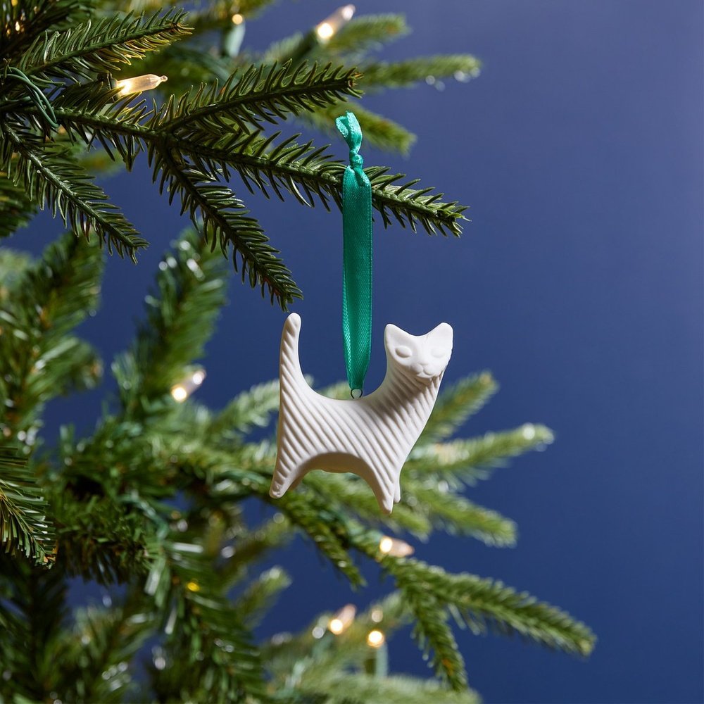 Product photograph of Jonathan Adler Cat Ornament White from Olivia's.