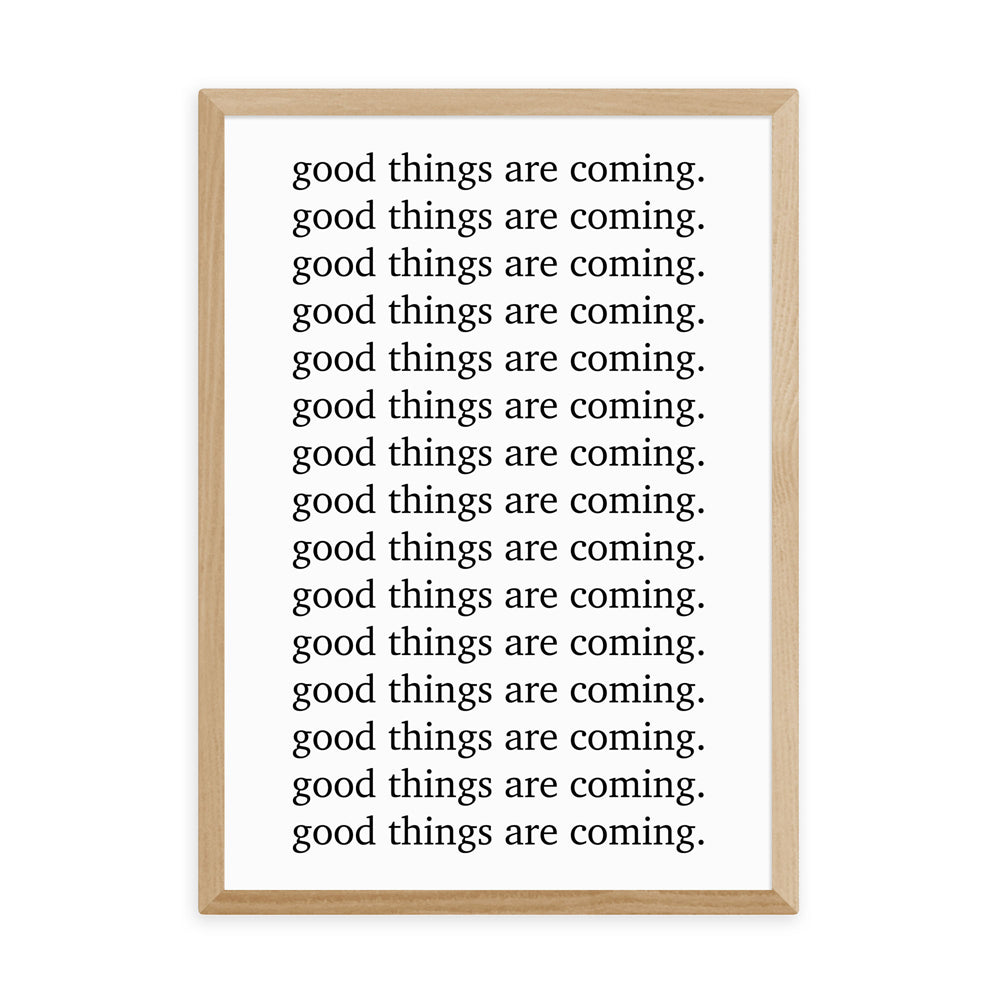 Product photograph of Good Things Are Coming By Honeymoon Hotel - A3 Oak Framed Art Print from Olivia's.