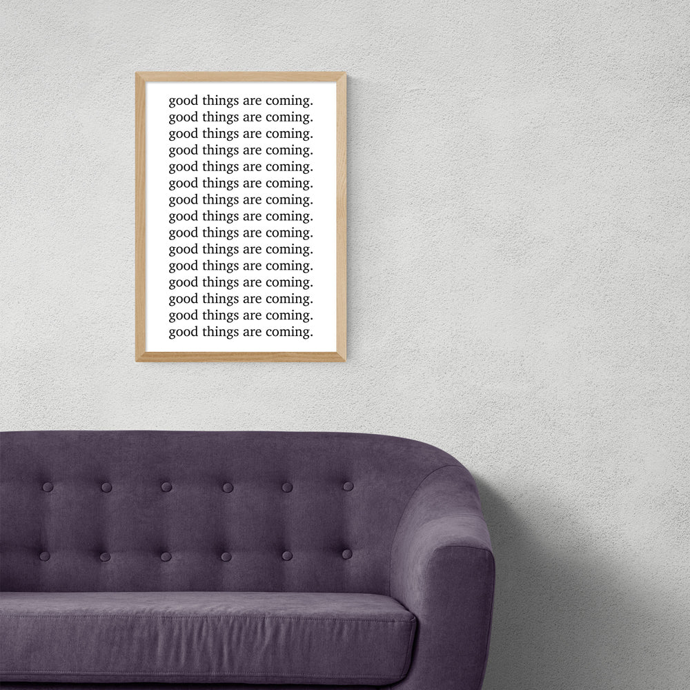 Product photograph of Good Things Are Coming By Honeymoon Hotel - A3 Oak Framed Art Print from Olivia's