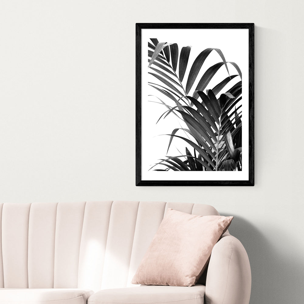 Product photograph of Palm Leaf 02 By Honeymoon Hotel - A2 Black Framed Art Print from Olivia's