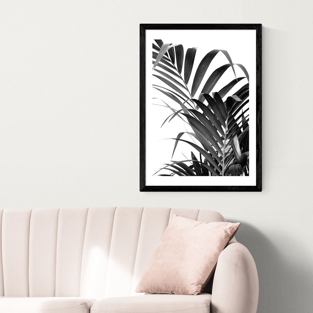 Product photograph of Palm Leaf 02 By Honeymoon Hotel - A2 Black Framed Art Print from Olivia's.