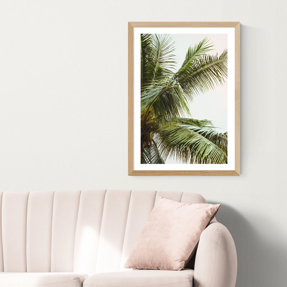 Product photograph of Palm Trees Above Me By Honeymoon Hotel - A2 Oak Framed Art Print from Olivia's