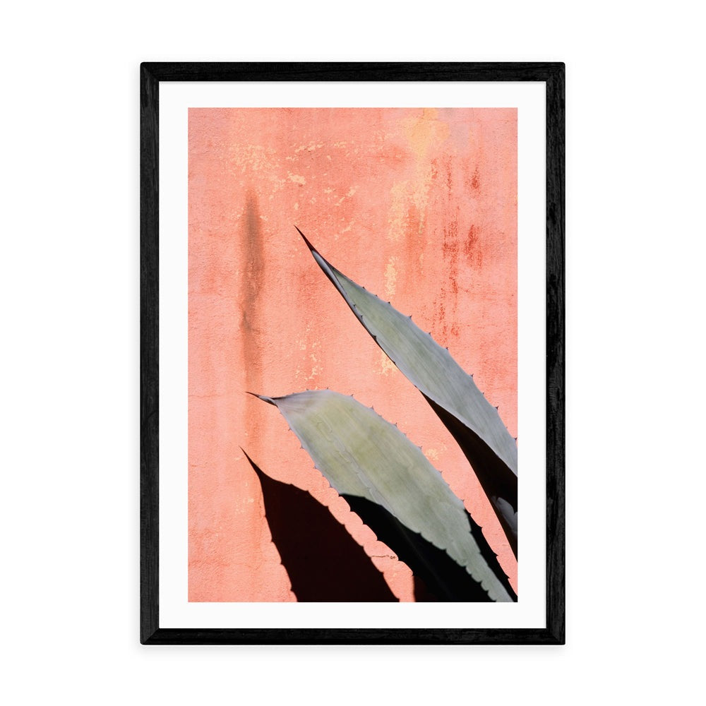 Product photograph of Peach Cactus By Honeymoon Hotel - A3 Black Framed Art Print from Olivia's