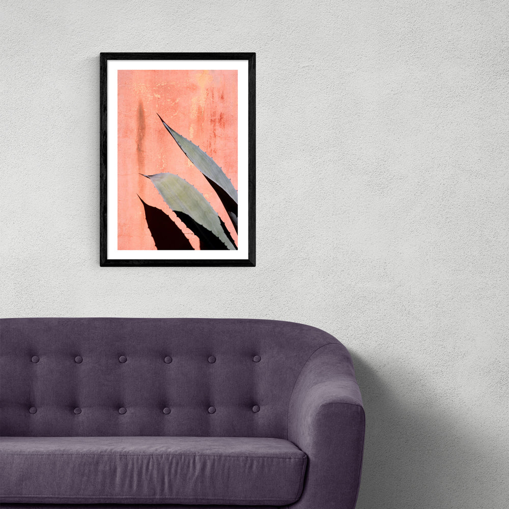 Product photograph of Peach Cactus By Honeymoon Hotel - A3 Black Framed Art Print from Olivia's.