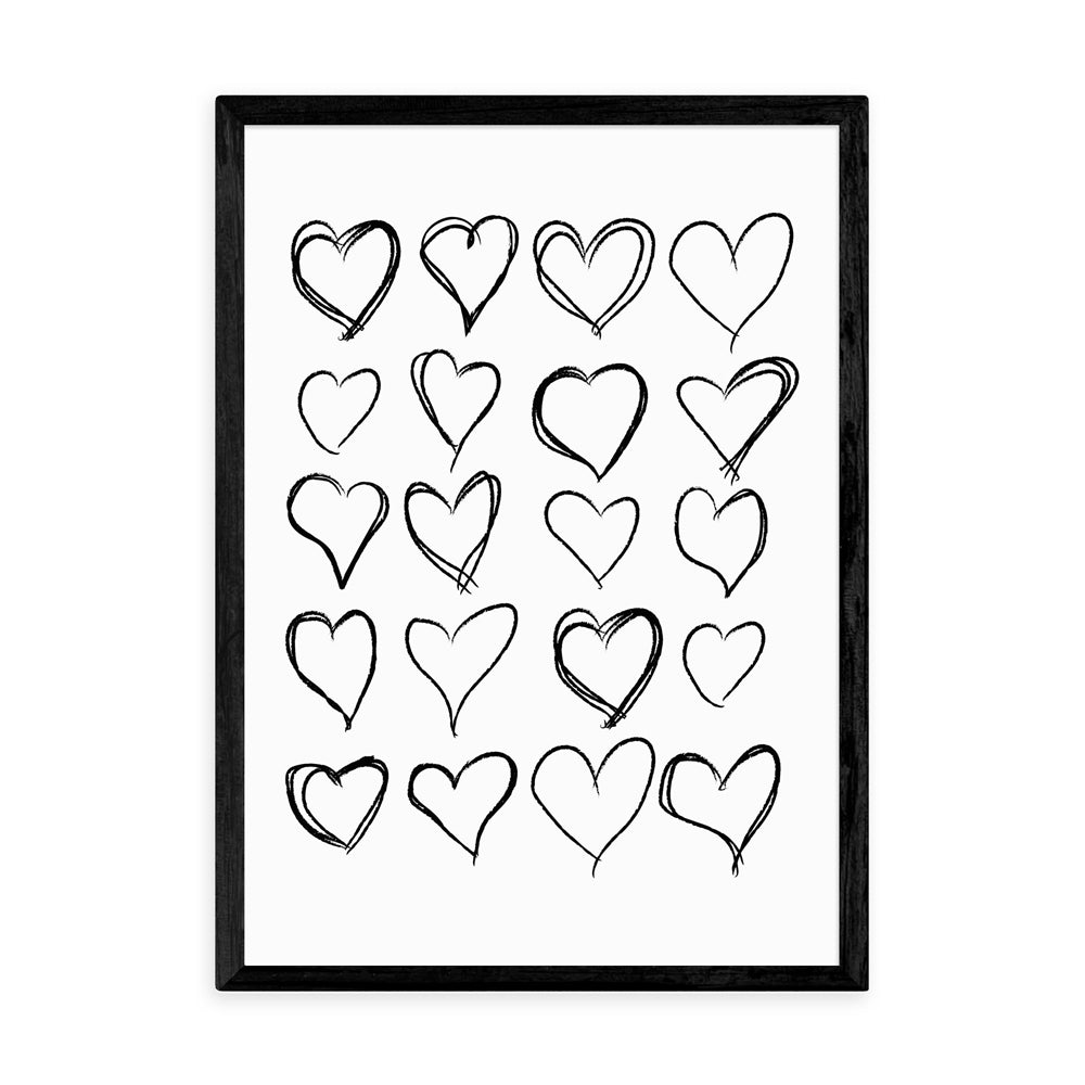 Product photograph of Love Hearts By Honeymoon Hotel - A3 Black Framed Art Print from Olivia's.