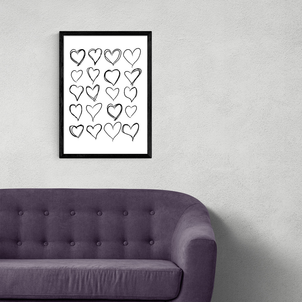 Product photograph of Love Hearts By Honeymoon Hotel - A3 Black Framed Art Print from Olivia's